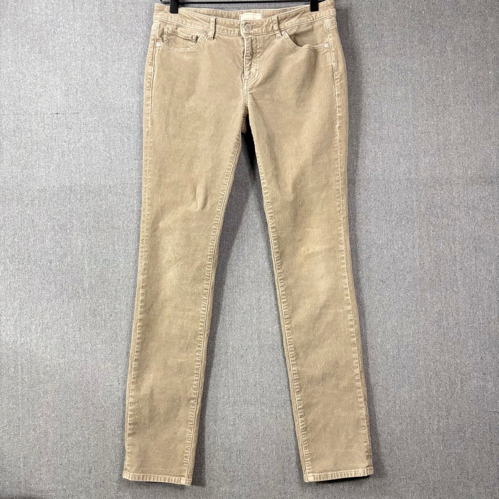 Uniqlo HEATTECH Corduroy Pants Womens 28 Tan Khaki Skinny Straight Mid Rise
